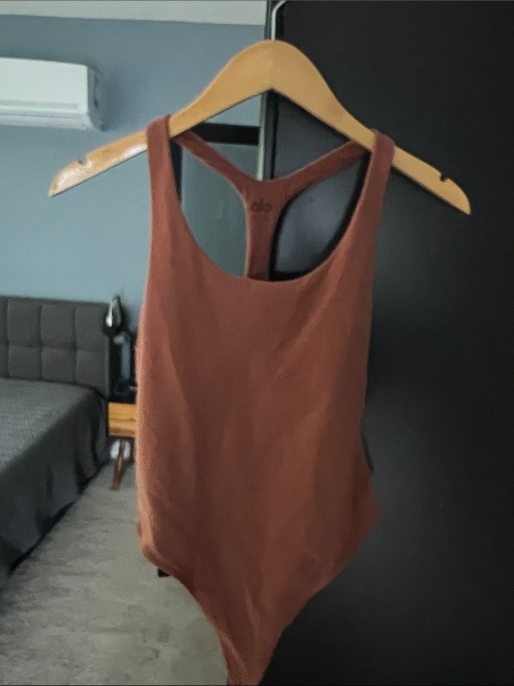 ALO Yoga Brown Racerback Scoop-Neck Bodysuit